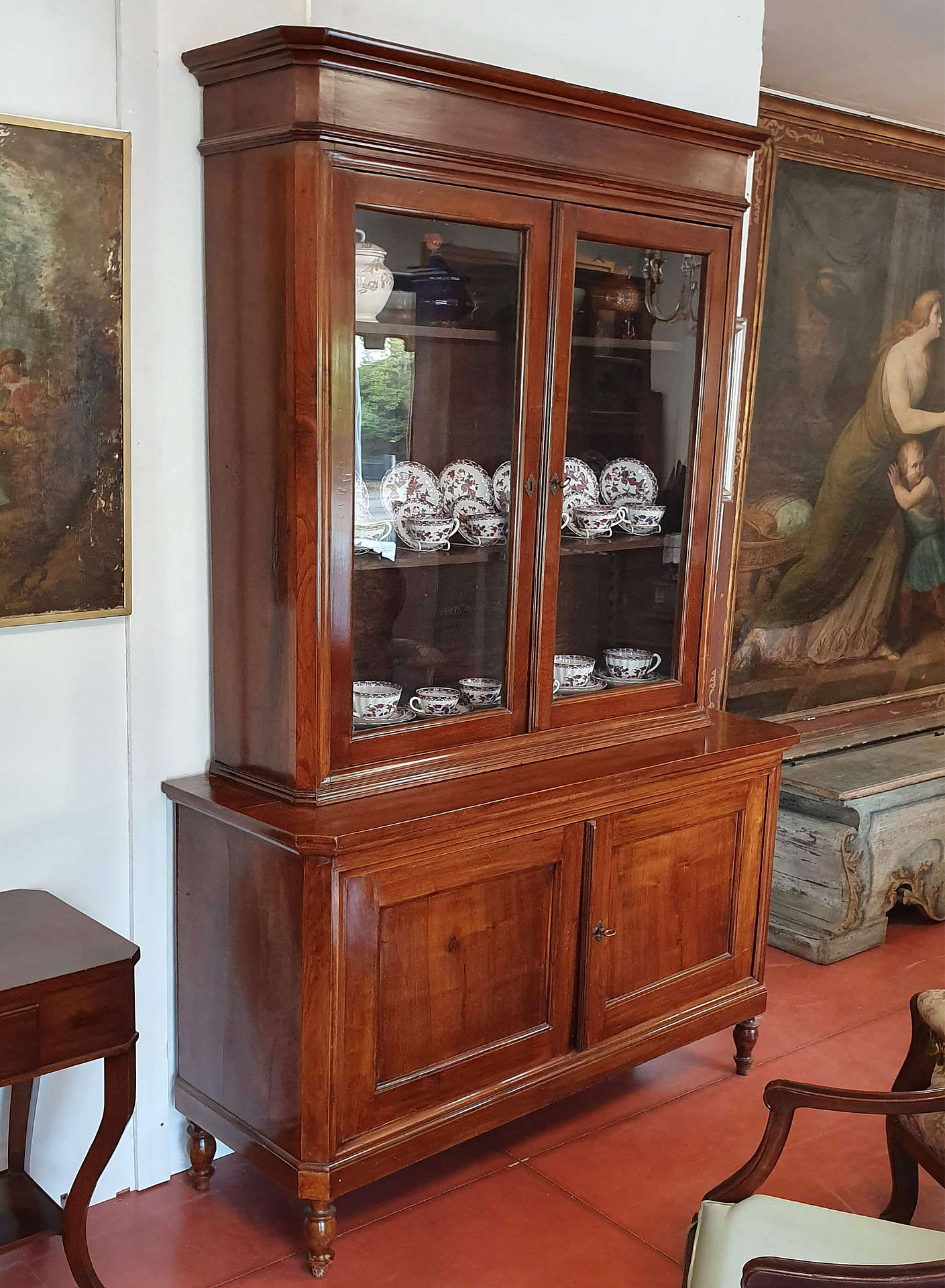 Credenzavetrina in noce Credenza Antica e Vetrina Antica